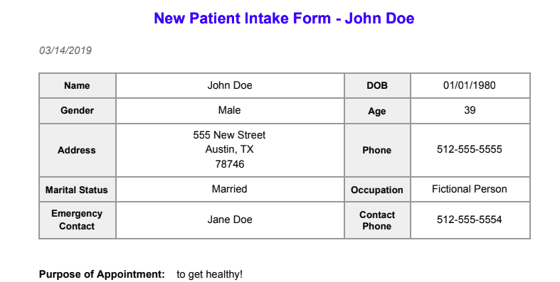 Form Publisher output